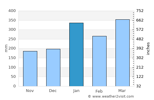 Isangel average rain in January