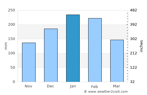Itajobi average rain in January