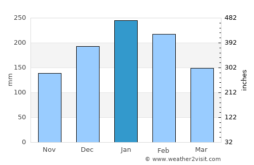 Itápolis average rain in January