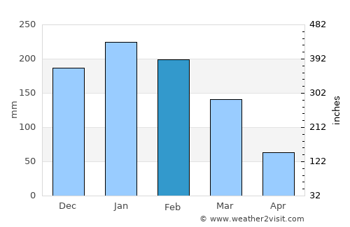 Itatinga average rain in February