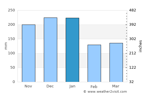 Iúna average rain in January