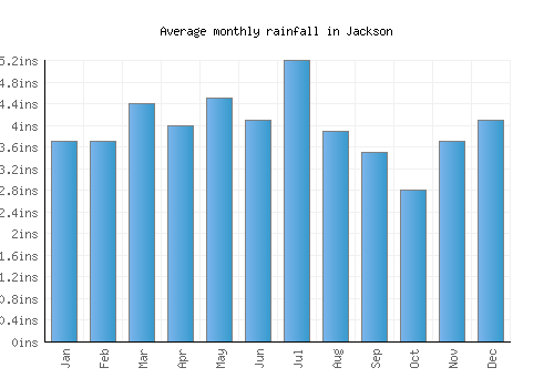 Jackson monthly rainfall chart (inches)