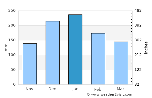 Jales average rain in January