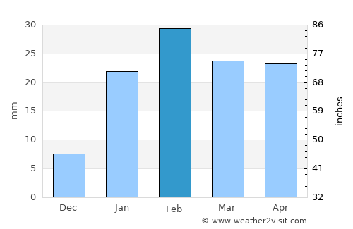 Jashpurnagar average rain in February