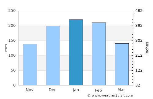 Jaú average rain in January
