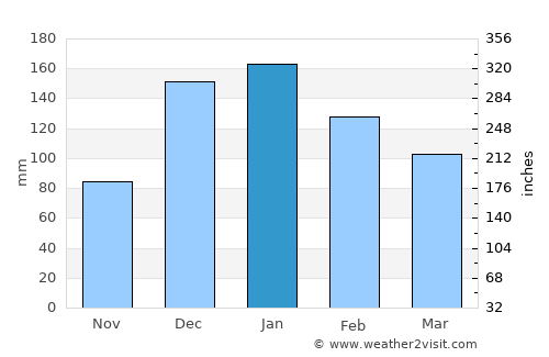 Jezzîne average rain in January
