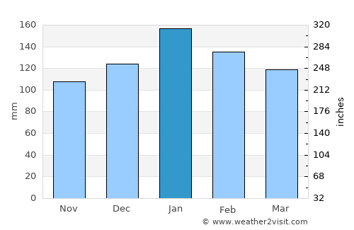 Joaçaba average rain in January