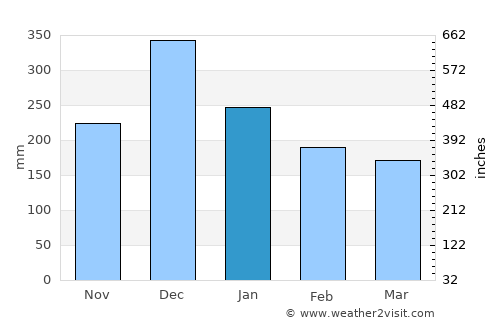 João Monlevade average rain in January