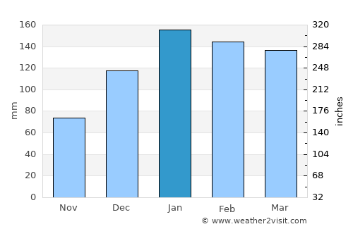 Joaquín V. González average rain in January