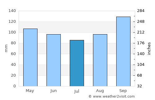 Joinville average rain in July