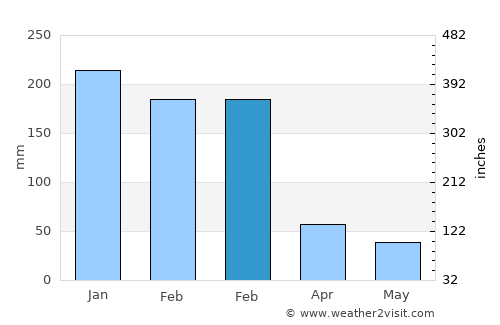 José Bonifácio average rain in February