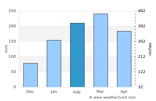 Juazeiro do Norte average rain in February