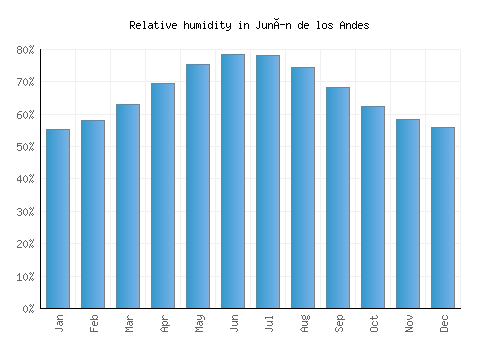 Junín de los Andes relative humidity averages