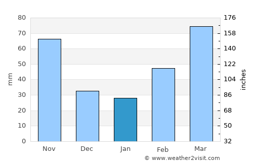 Kaminokawa average rain in January