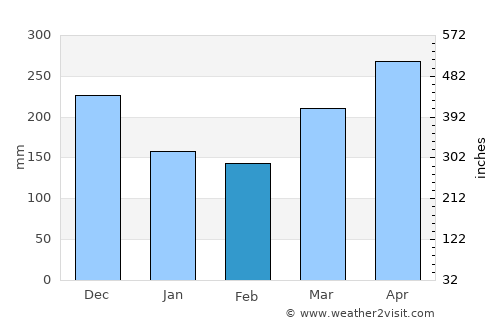 Kampung Bukit Tinggi average rain in February