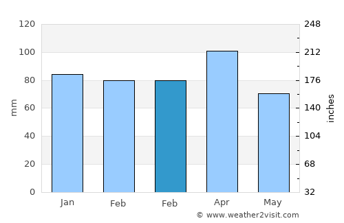 Karakoçan average rain in February