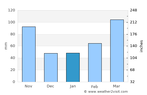Kawasaki average rain in January