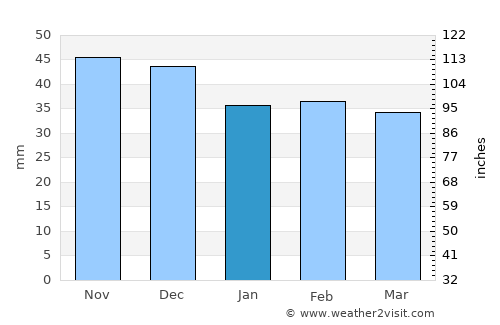 Kaynardzha average rain in January