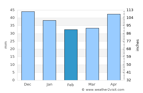 Khoyniki average rain in February