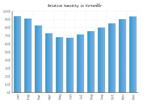 Kirkenær relative humidity averages