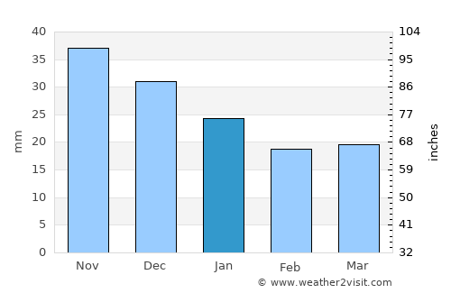 Kiselëvsk average rain in January