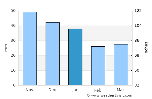 Kizel average rain in January