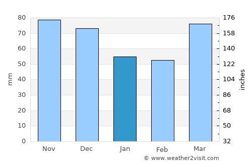 Kokomo average rain in January