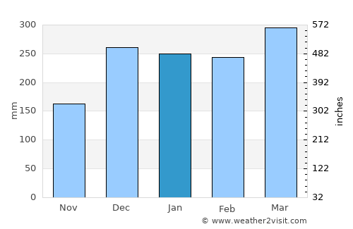 Kokopo average rain in January