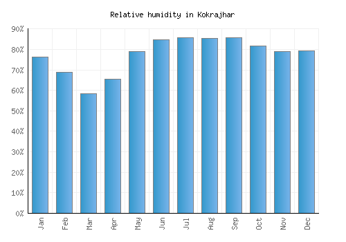 Kokrajhar relative humidity averages