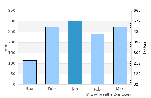 Kourou average rain in January