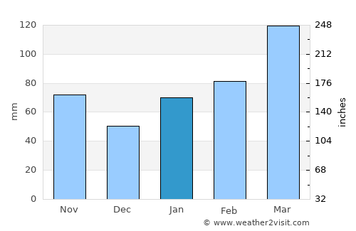 Kurume average rain in January