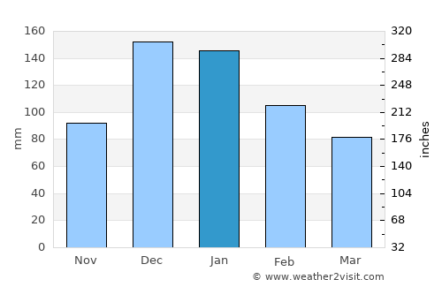 Kuşadası average rain in January