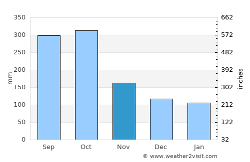 La Cruz de Río Grande average rain in November