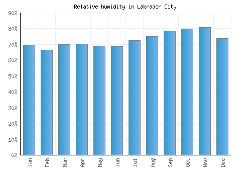 Labrador City relative humidity averages