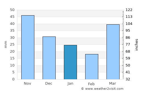 Ladysmith average rain in January