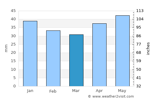 Laguna de Duero average rain in March