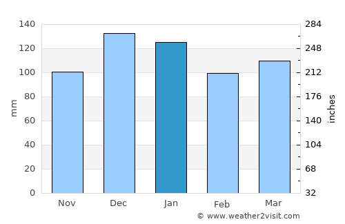 Las Junturas average rain in January