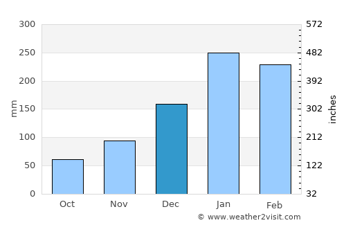 Le Port average rain in December