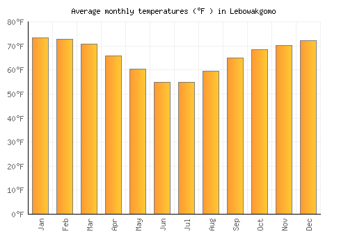 Lebowakgomo average temperature chart (Fahrenheit)