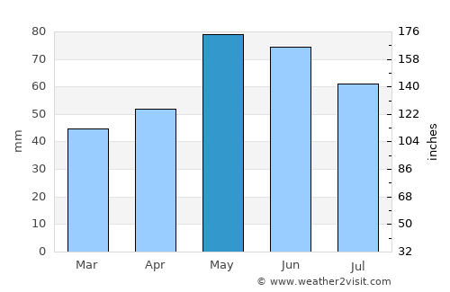 Lesichevo average rain in May