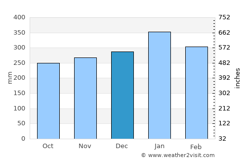 Leticia average rain in December