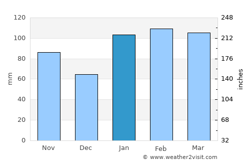 Leumeah average rain in January