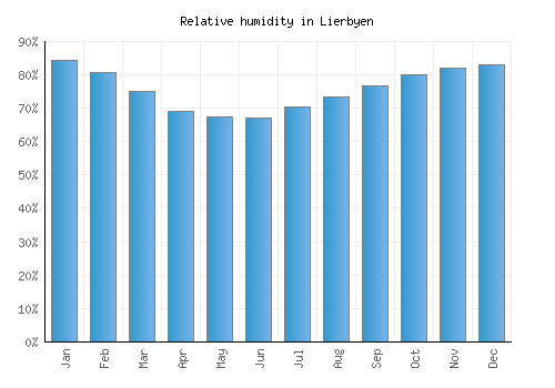 Lierbyen relative humidity averages
