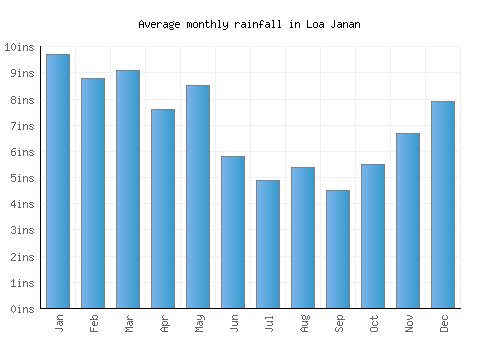 Loa Janan monthly rainfall chart (inches)