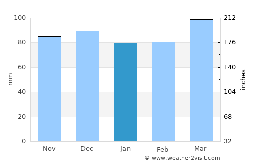 Louisa average rain in January