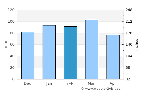 Ludowici average rain in February