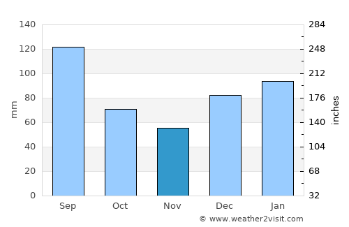 Ludowici average rain in November