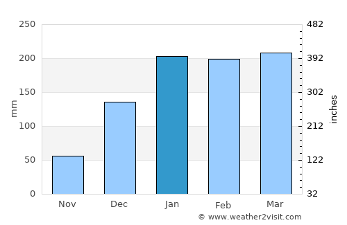 Lulindi average rain in January