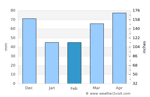 Luna Pier average rain in February
