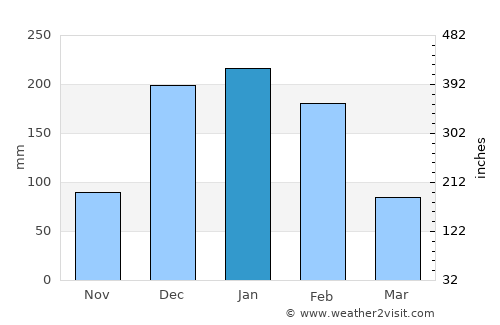 Lusaka average rain in January